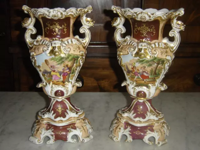 Magnifique paire De Vases En Vieux Paris Double Faces d'épo Vers 1830