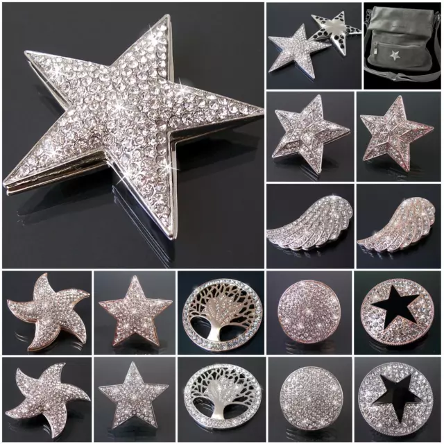 Brosche Magnet Magnetbrosche Strass Flügel Stern Lebensbaum Schal Tasche Pin VB2