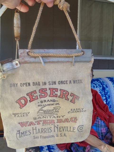 Sac à Eau Vintage Ames Harris Neville Co - Toile Robuste Pour Camping Et Aventure