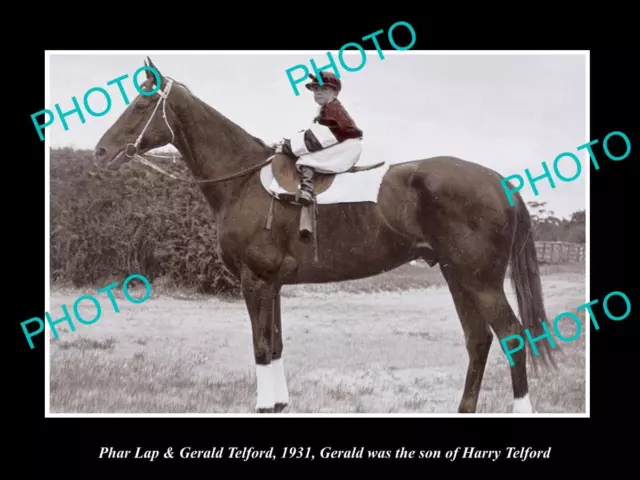 OLD LARGE HISTORIC PHOTO OF AUSTRALIAN CHAMPION RACE HORSE PHAR LAP c1931