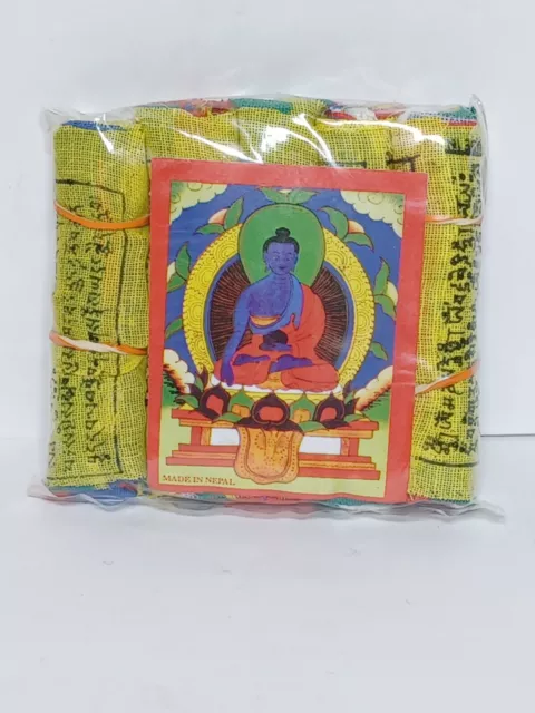 Mini Tibetan Prayer Flags. 5 strands of 10 3" wide x 2.5" long flags. 45" string