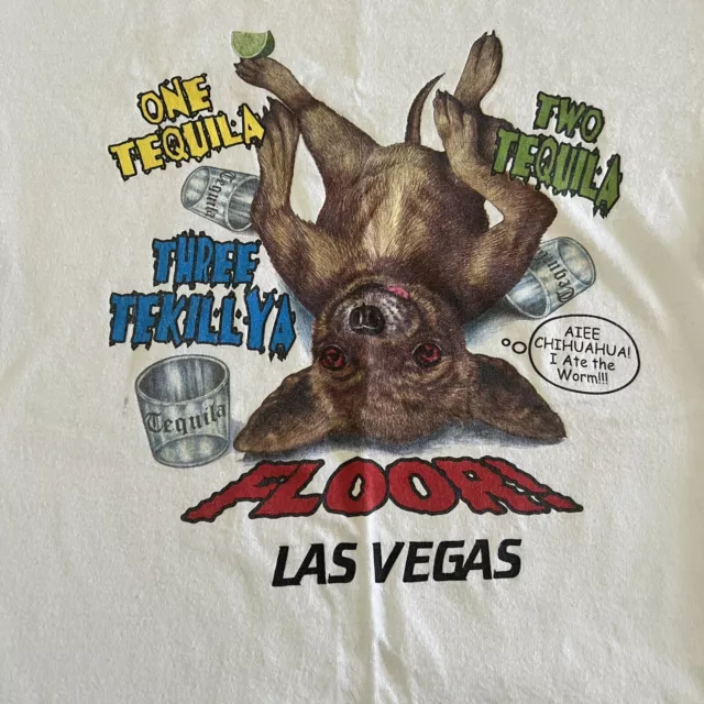 Vtg Chihuahua Tequila Las Vegas Tshirt Oneita Medium Drinking 90’s Graphic Shirt