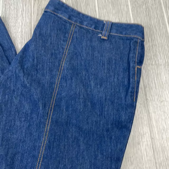 Old Navy Women's Tan Pleat Stitching Straight Leg Jeans Blue Size 10 2
