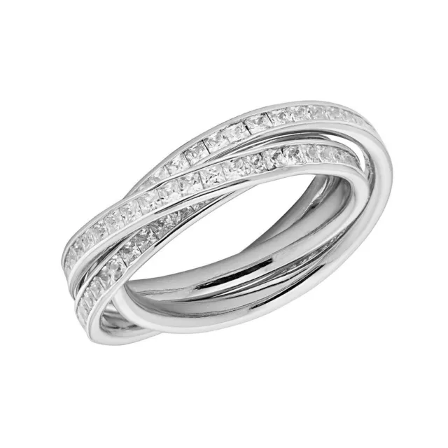 Ladies Cubic Zirconia Russian Ring Sizes L-Q Contact us before Sterling Silver