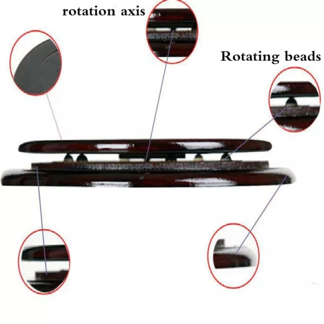 Rotate Chinese Wood Display Stand Pedestal Carving Round Base Statue 2-15 in 2