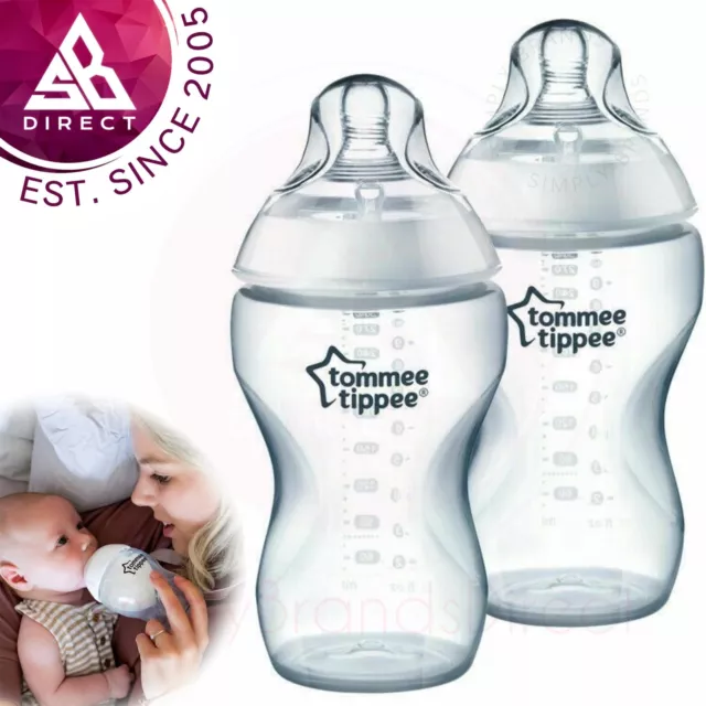 Tommee Tippee Näher an der Natur Baby Fläschchen │ Weich Silikon Nuckel │ 340ml