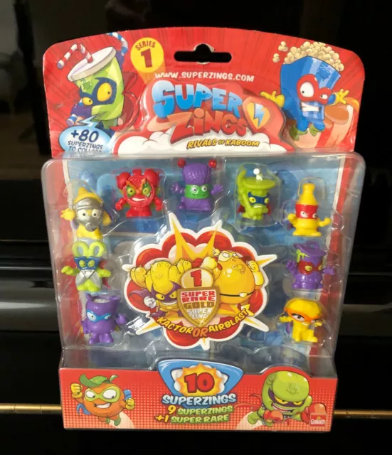 Superzings Series 1 Pack 10 Figurines Figures Rare Gold Kactor Or Airblast