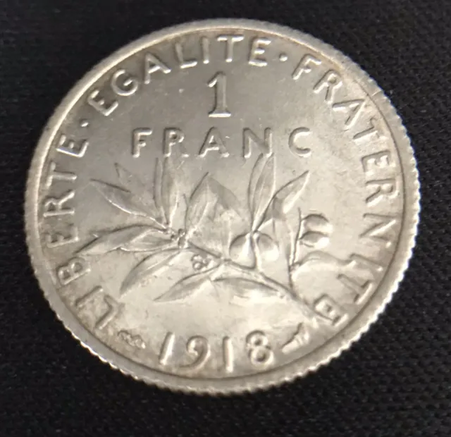 France 1918 1 Franc Coin .835 Silver Ww1  - Free Uk P+P