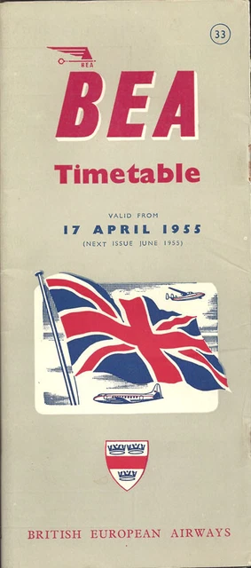 BEA British European Airways system timetable 4/17/55 [3031]