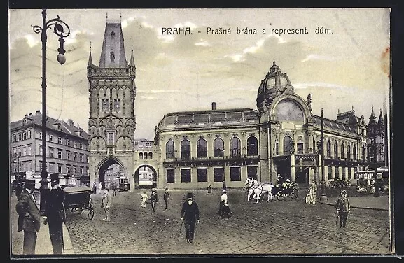Prag / Praha, Prasná brána a represent, dum, Ansichtskarte 1911