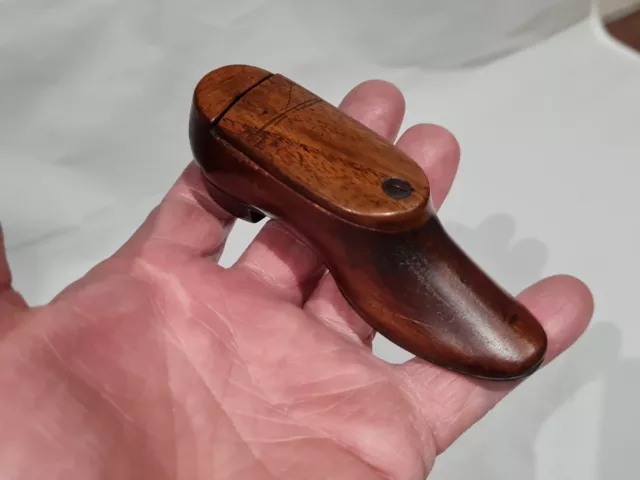 Georgian Antique Wooden Shoe Shaped Snuff Box