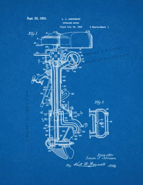 Outboard Motor Patent Print Blueprint
