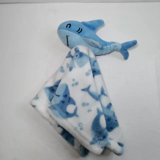 Babe Luxe Hello Blue & White Shark Plush Baby Security Blanket Toy Lovey