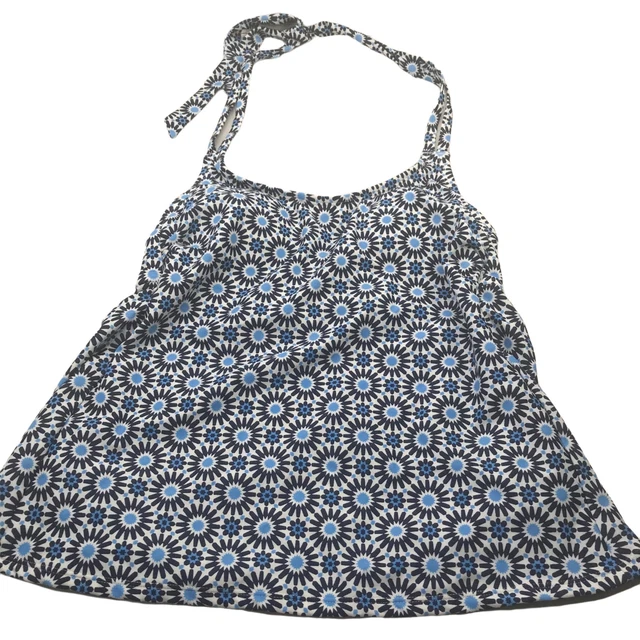 Kona Sol Women's Sz. Small 4-6 Built In Bra Apron Back Tankini Swim Top Blue New