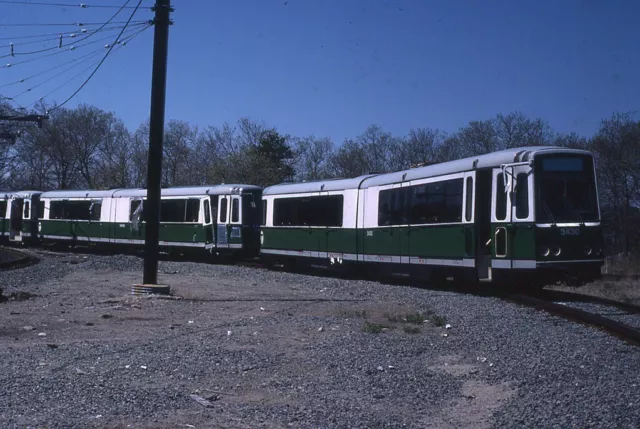 Trolley Slide - Boston T MBTA #3430 LRV Train Car Out of Service Riverside 1980
