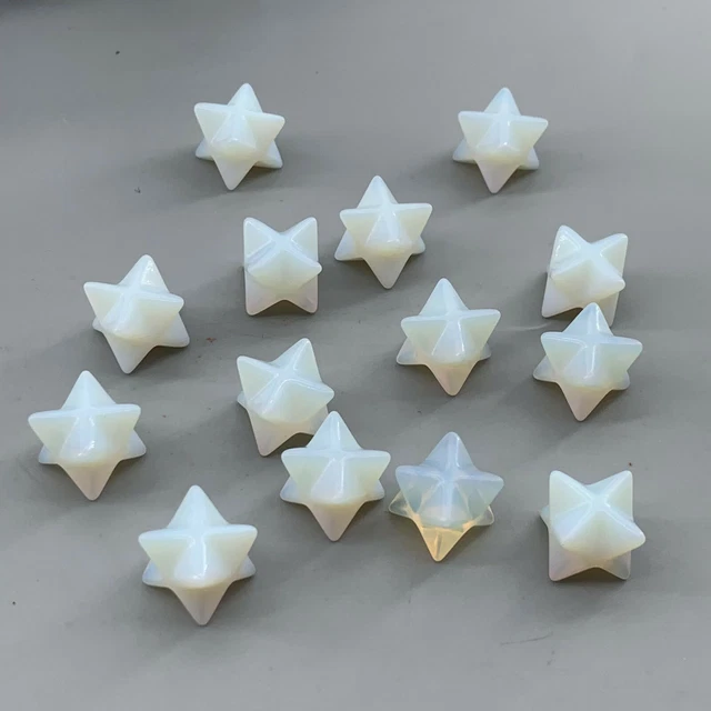 10pcs Opalite Merkaba Star Carved quartz Crystal Point Skull Reiki Healing