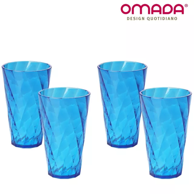 Set 4 Bicchieri Cocktail Acqua Diversi Colori Infrangibili 500 ml Omada Design