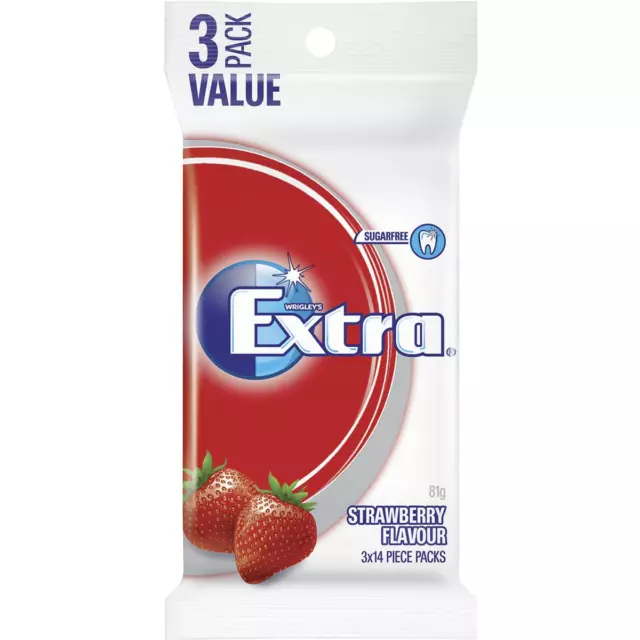 Wrigleys Extra Chewing Gum Strawberry 14 Pieces X 3 Pack