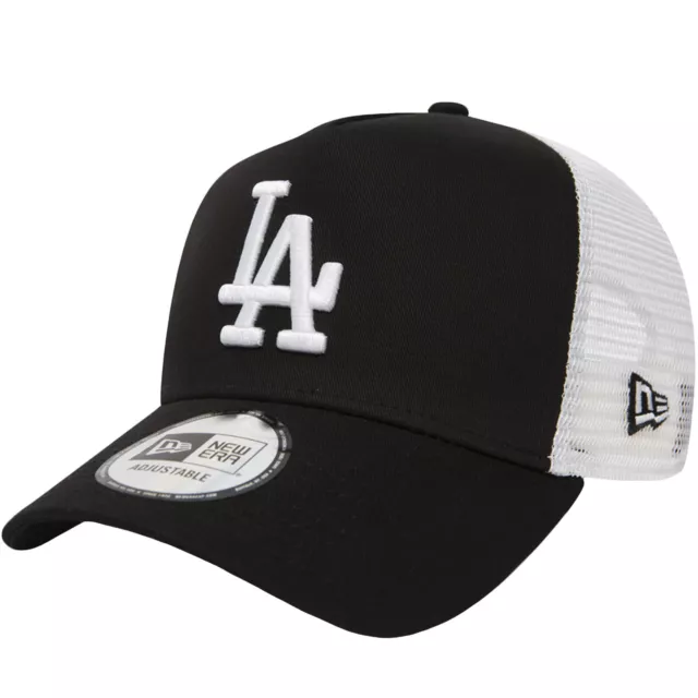 New Era Unisex Adults LA Dodgers Clean Back A Frame Trucker Cap - Black/White