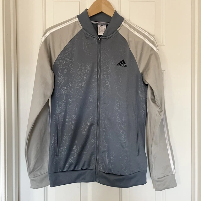 Adidas floral rose embossed 3 stripe track jacket Size S