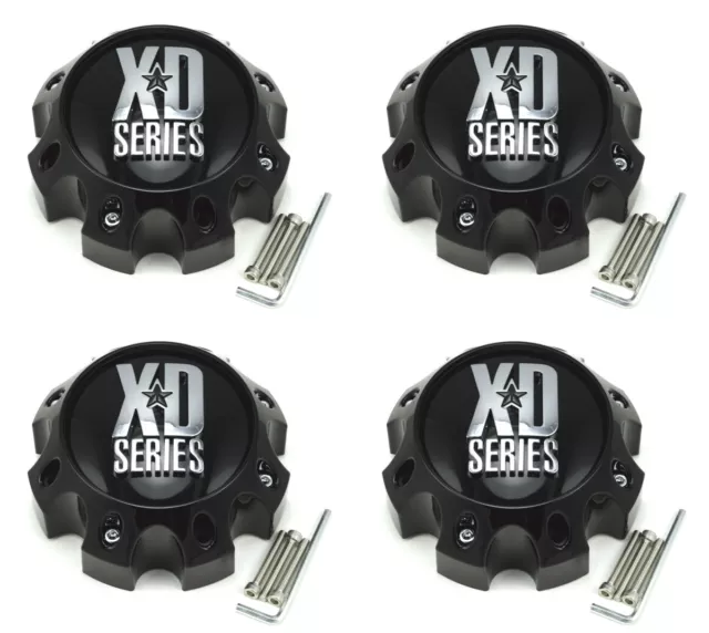 4x NEW KMC XD Series Gloss Black Wheel Center Caps 8 Lug XD800 XD801 XD809 XD812