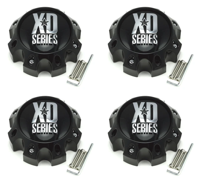 4x NEW KMC XD Series Gloss Black Wheel Center Caps 8 Lug XD800 XD801 XD809 XD812
