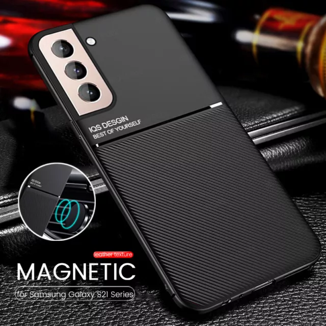 Luxury Magnetic Leather Case Metal Slim Carbon Fiber Hard Cover For Smart Phone