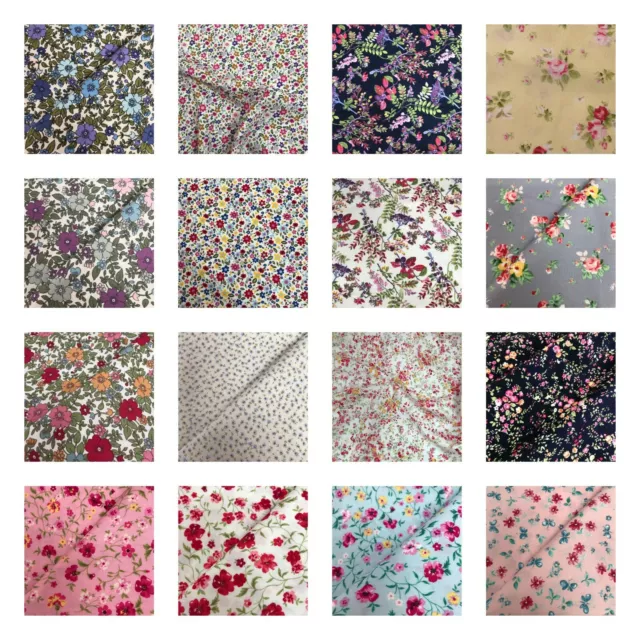 Rose & Hubble Floral Collection - 100% Cotton Poplin Fabric - metres/half metre
