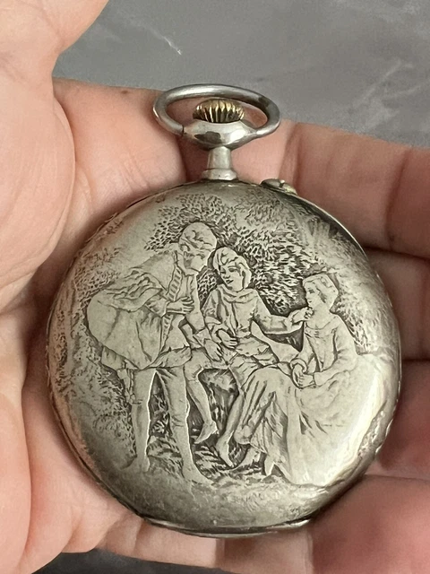 Montre à Gousset Mécanique Ancienne En Argent Massif - Signée GALONNE - Occasion Très Bon état - France