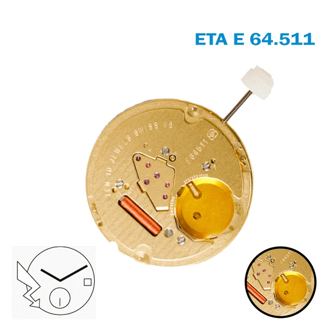 Mouvement ETA 955.114 Suisse Quartz, Disque De Date Blanc à 3, 3 Aiguilles - Neuf Testé