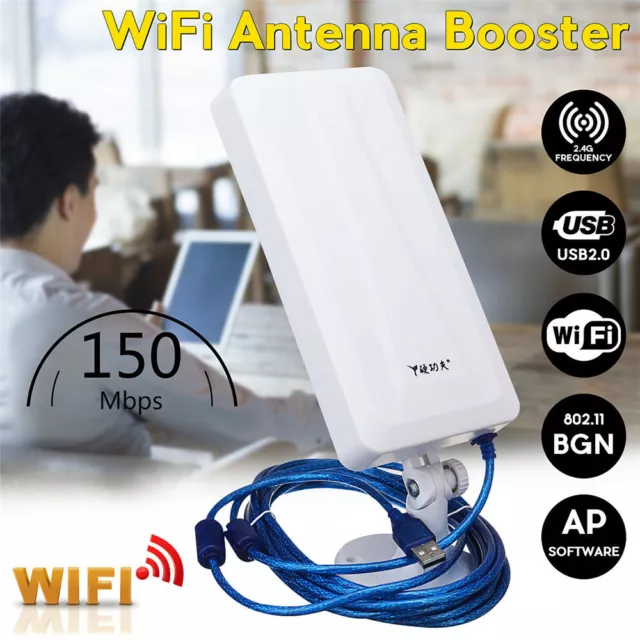 Outdoor Long Range USB 150Mbps Wireless Wifi Adapter Receiver Antenna 5m Cable