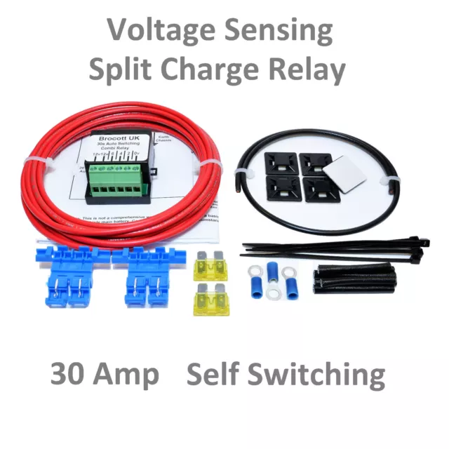 Berlingo Self Switching, Voltage Sensing Split Charge Relay Kit - 12V, 30 Amp