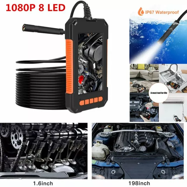 1080P Industrial Endoscope Waterproof Inspection Borescope  Camera 8 LED Light