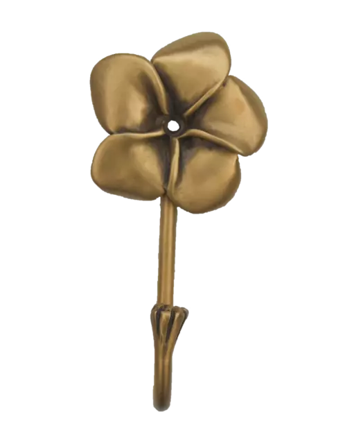 Brass Hook Hanger Tall Plumeria Figurine Vintage Wall Mount Hat Coat Home Decor