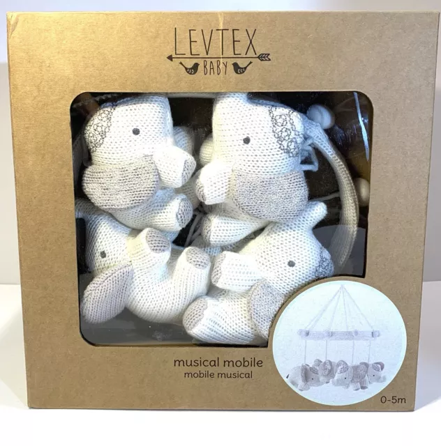 Levtex Baby Elephants Jungle Safari Crib Musical Nursery Mobile New Open Box