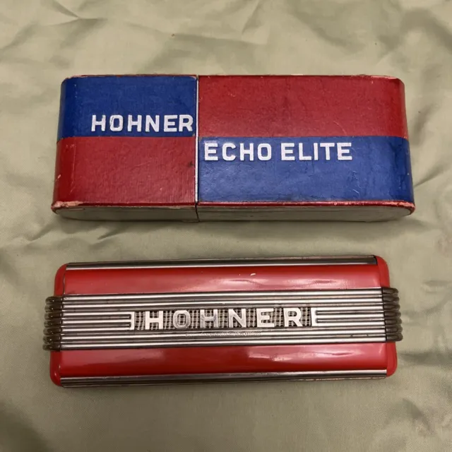 Beautiful Art Deco Hohner Echo Elite Harmonica In Box - Germany