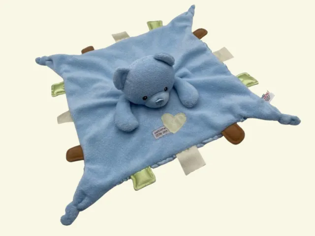 Welcome Little One Baby Gund Satineesnug lovey plush bear blue texture tabs
