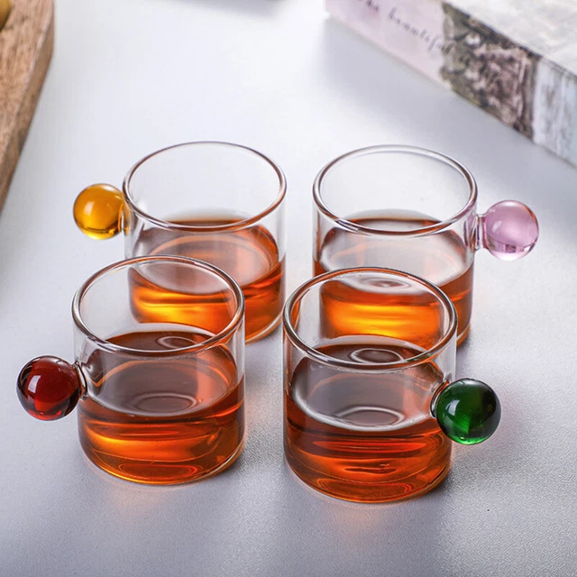 Tazza da tè in vetro borosilicato alto 80 ml con manico resistente al calore trasparente LM❤