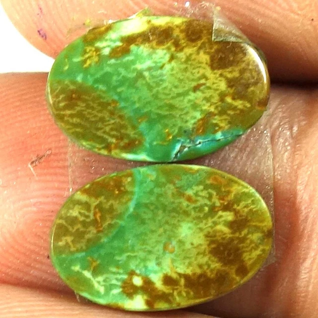 100% Natural Tibet Turquoise Pair Oval Cabochon Gemstones 05.85Cts. 08X 13X 03mm