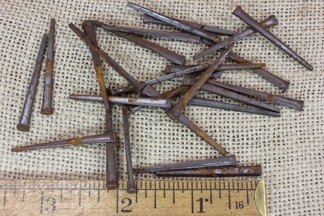 1 1/2” Old Square Nails 50 Real 1850’S Vintage Rustic 7/64” Small Finish Head