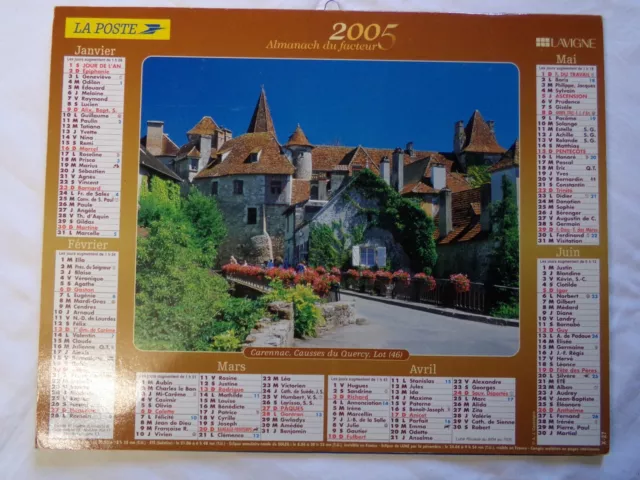 2005 ALMANACH CALENDRIER LA POSTE FRANCE Idée cadeau année naissance /Collection