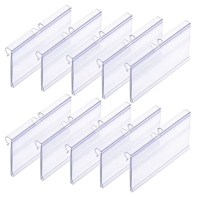 70PC 8X4.2cm Clear Plastic Label Holders for Wire Shelf Retail Price Label9454