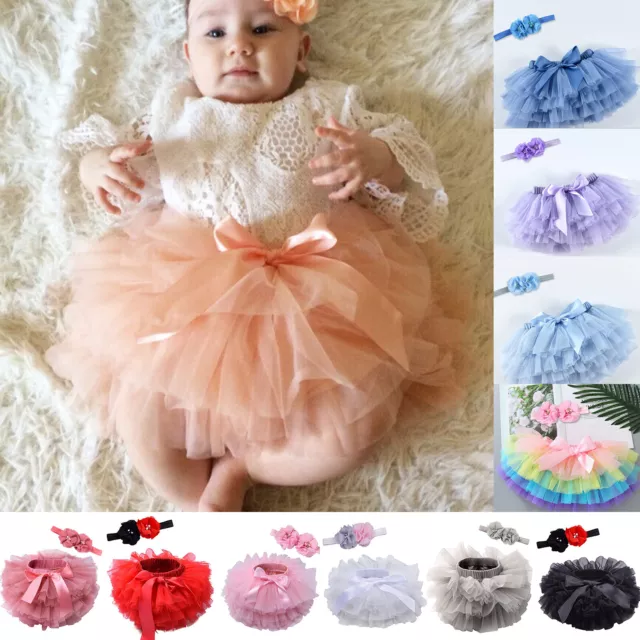 Baby Girls Newborn Tutu Skirt & Headband Outfit Set Photo Shoot Prop 0-3 Years