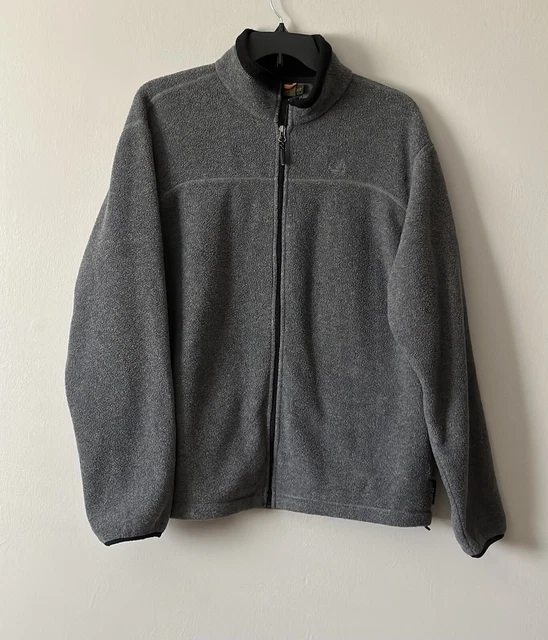 Timberland Mens XL Zip Up Polartec Fleece Mock Neck Sweatshirt Gray