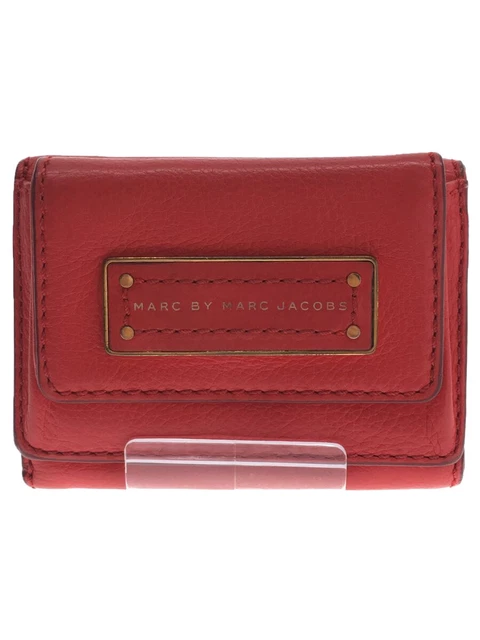 Marc By Marc Jacobs Trifold Wallet Leather Red Women Hand Bag shoulder Purse Pou
