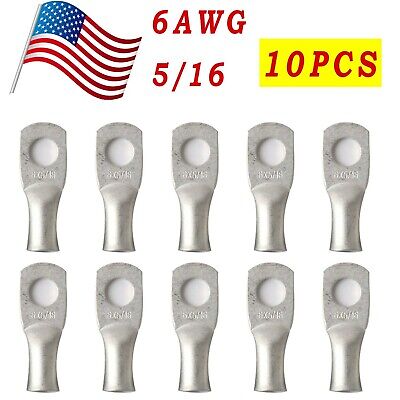 10PCS Tinned Copper Cable Lugs Ring Terminals Marine Grade Welding 6AWG 5/16''