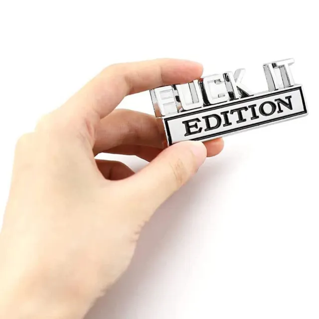 2pcs Fuck-IT Edition Emblem Decal Badge w F-it Guy Letter Sticker Black Chrome