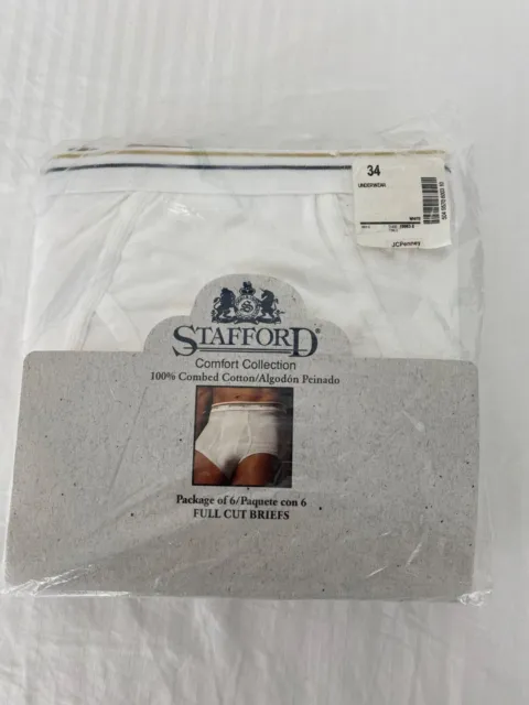 VINTAGE STAFFORD FULL Cut Men's Briefs (Size 34) White - 6 Pack $34.99 ...