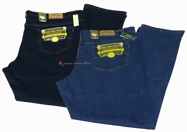 Jeans Taglie Forti calibrato da uomo cotone denim stretch 59 61 63 65 67 69