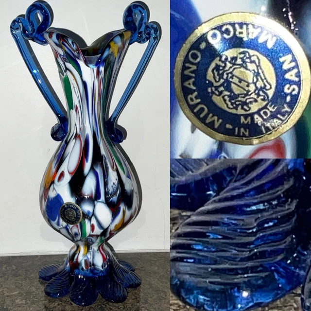 工芸品 SAN MARCO MURANO GLASS Vtg MURANO Glass 8 Pc. Decanter Set San Marco Square